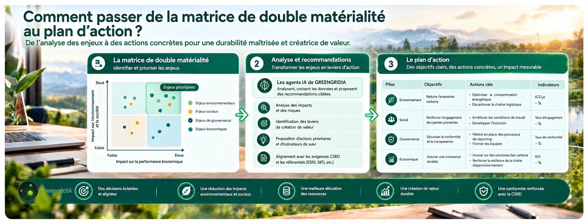 Comment passer de la matrice de double materialite au plan d'action